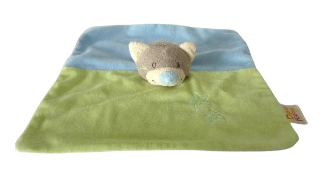 Doudou ours - bleu vert - plat - Doukidou