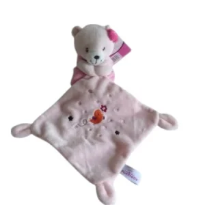 Peluche ours avec mouchoir rose - Pommette