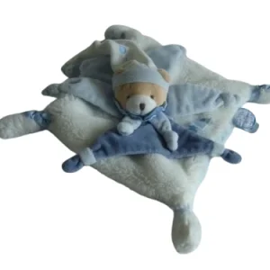 Doudou ours - bleu blanc - Petit Chou - plat - DC2716 Doudou et Compagnie