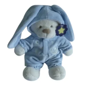 Peluche ours déguisé en lapin - blanc bleu - Nicotoy Simba Toys - 27 cm