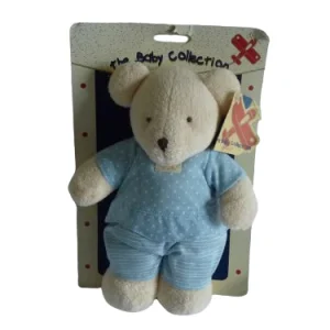 Peluche ours marron bleu - Nicotoy - 28 cm