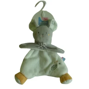 Doudou souris blanc plat Sucre d'Orge