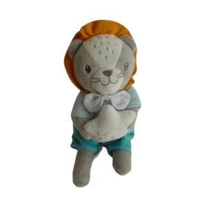 Peluche musicale lion bleu turquoise - Mots d'Enfants - 26 cm