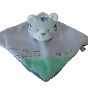 Doudou tigre plat bleu vert - Sucre d'Orge