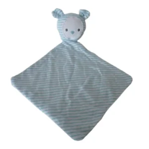 Doudou ours blanc turquoise - plat - Obaibi