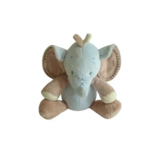 Peluche musicale éléphant bleu marron - Les Rigolos - Nattou - 16 cm