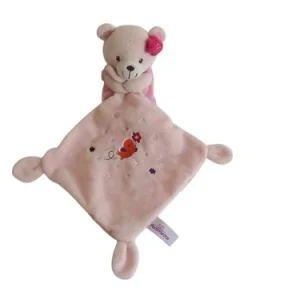 Peluche ours rose avec mouchoir - Pommette - 17 cm