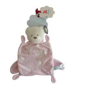 Doudou ours déguisé en lapin plat rose phosphorescent - Nicotoy