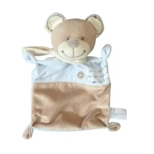 Doudou ours plat marron bleu - Nicotoy Simba Toys - 22 cm