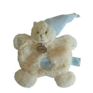 Doudou ours plat écru bleu - Les Câlins - Baby'Nat BN782