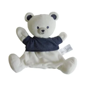 Doudou marionnette ours blanc bleu - Nicotoy Simba Toys