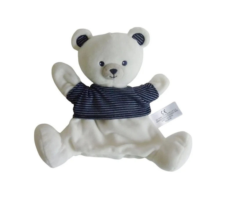 Doudou marionnette ours blanc bleu - Nicotoy Simba Toys
