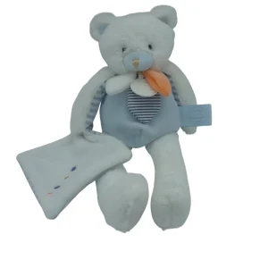 Peluche ours bleu avec mouchoir blanc - Les Gommettes - DC2963 Doudou et Compagnie