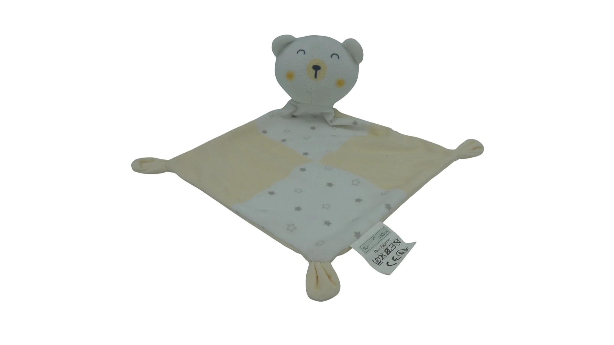 Doudou ours plat jaune - Mes Petits Cailloux