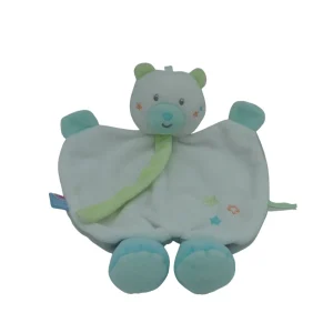 Doudou ours plat bleu - Sucre d'Orge