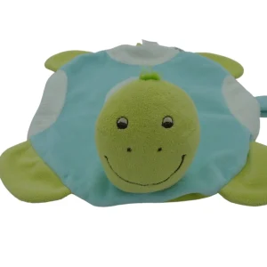 Doudou tortue plat vert bleu - Les Chatounets