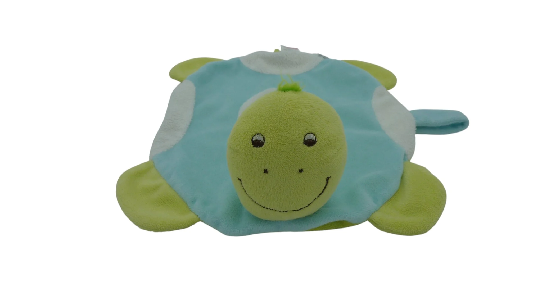 Doudou tortue plat vert bleu - Les Chatounets