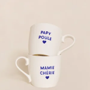 Le duo de mugs Mamie et Papy - message au choix - bleu