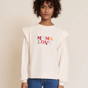 Le sweat Club Mama love en coton bio - crème