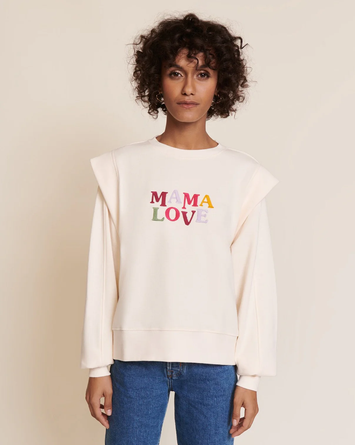 Le sweat Club Mama love en coton bio - crème