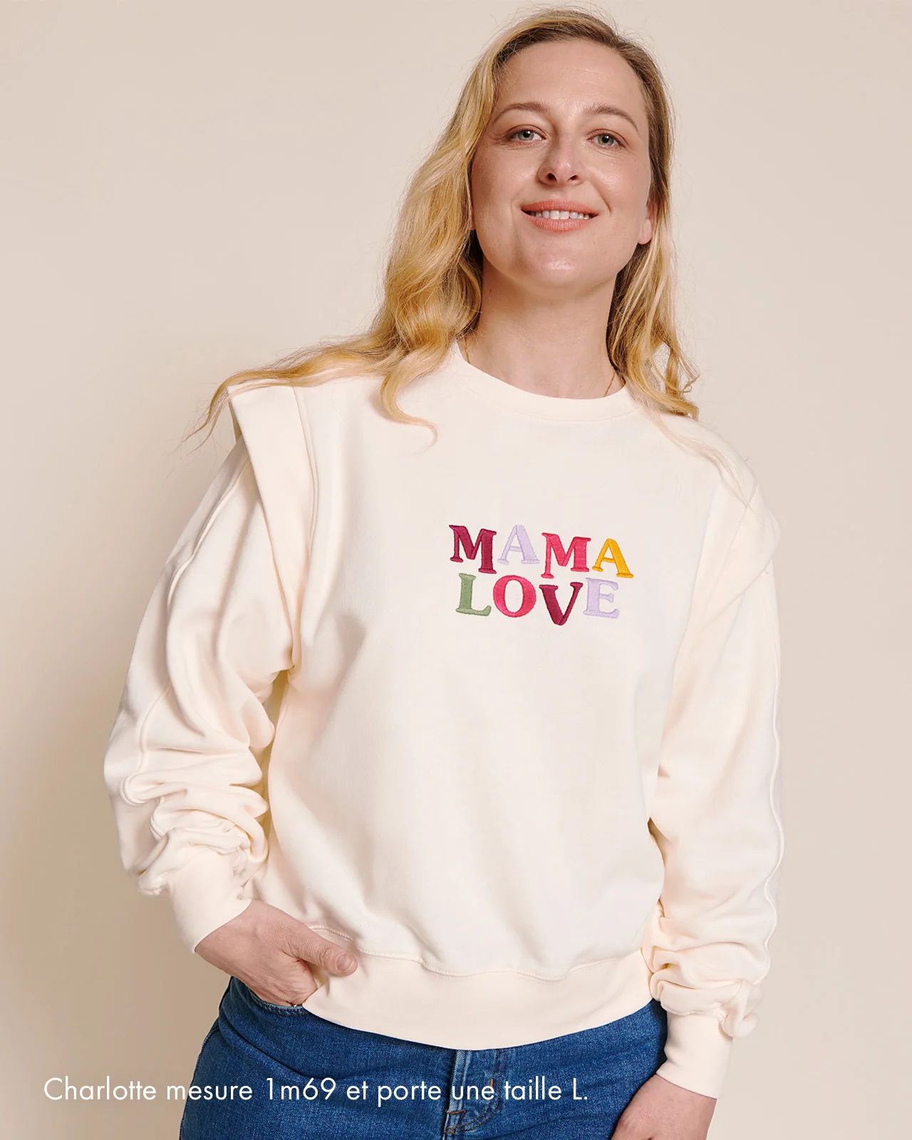 Le sweat Club Mama love en coton bio - crème – Image 6