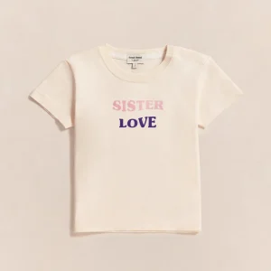 Le t-shirt Sister love en coton bio - crème
