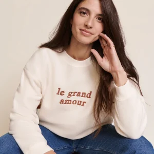 Le sweat Le grand amour femme en polaire recyclée - crème