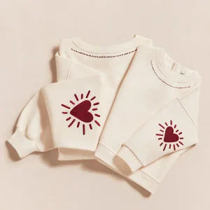 Le duo de sweats Coeur solaire avec coudières - crème