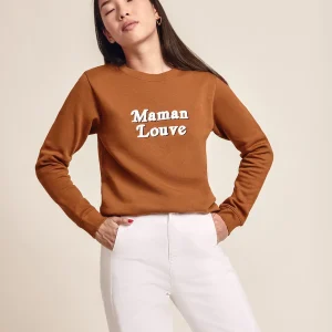 Le sweat Maman louve en coton bio - caramel