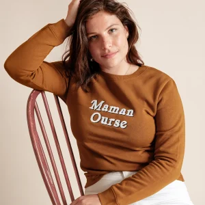 Le sweat Maman ourse en coton bio - caramel