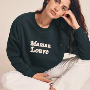 Le sweat d'allaitement Maman Louve femme en coton bio - charbon