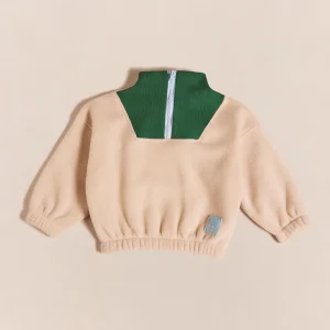 Le sweat Sun en polaire recyclée et col zippé - latte