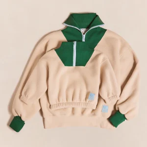 Le duo de sweats en polaire et col zippé Femme x Mini - latte