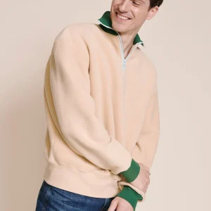 Le sweat Stan en polaire recyclée et col zippé - latte