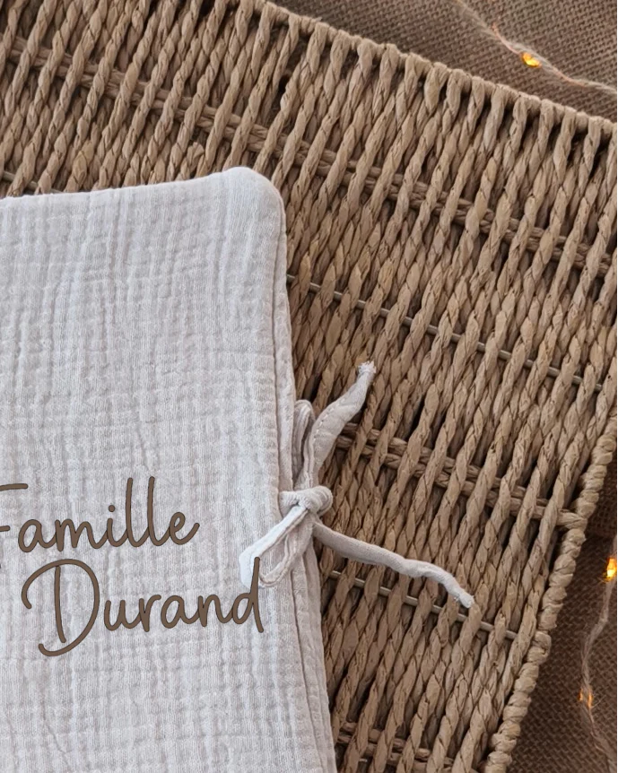 Livret de Famille - Gaze de coton Beige - Nom de Famille – Image 2