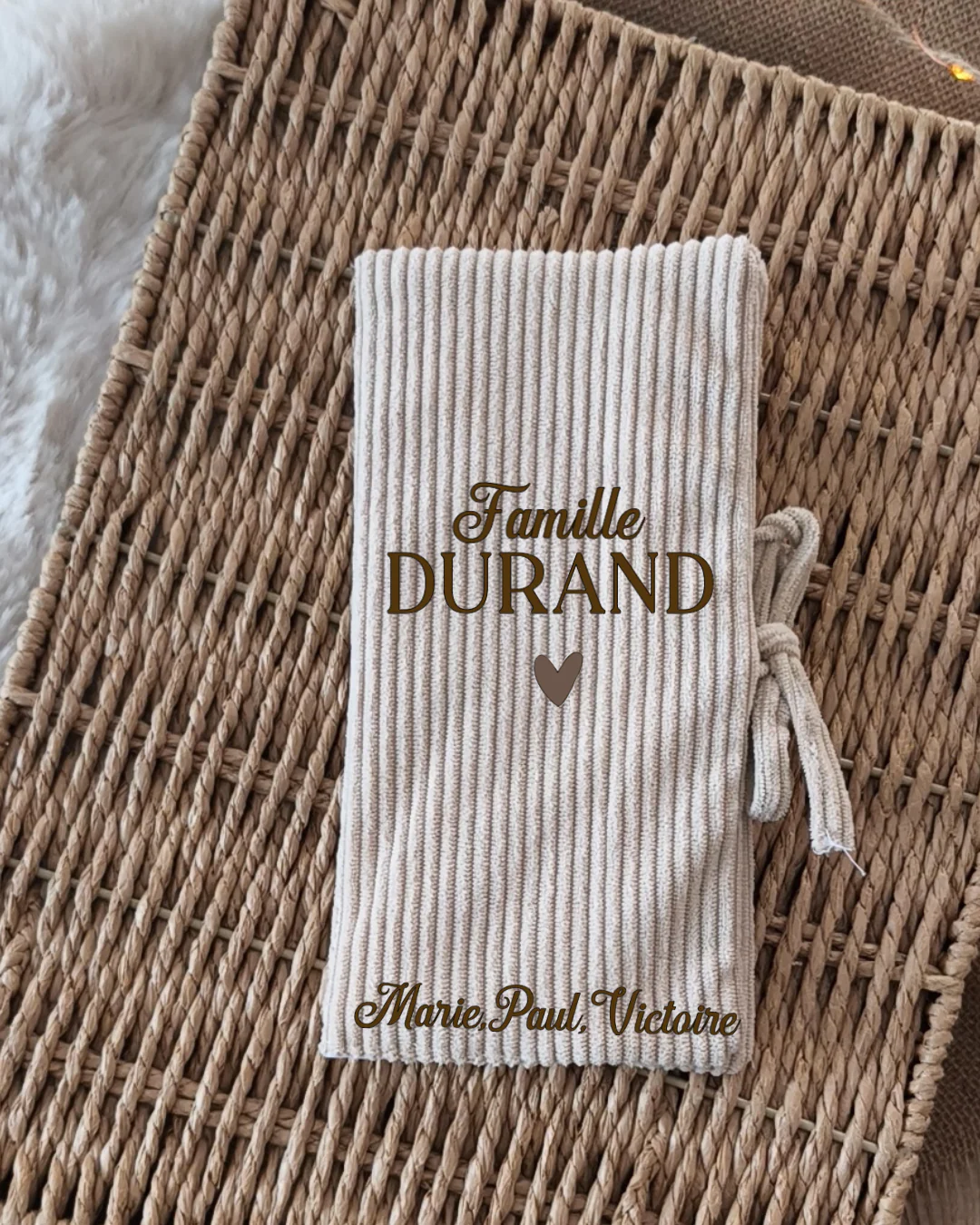 Livret de Famille - Beige velours - Nom & Prénoms