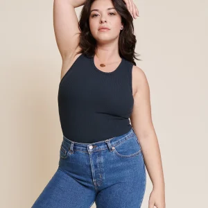 Le débardeur Debra en lyocell côtelé - charbon