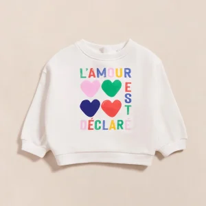 Le sweat L'amour est déclaré enfant en coton bio - multicolore