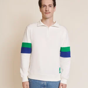 Le sweat Stanny en coton bio et col zippé - blanc