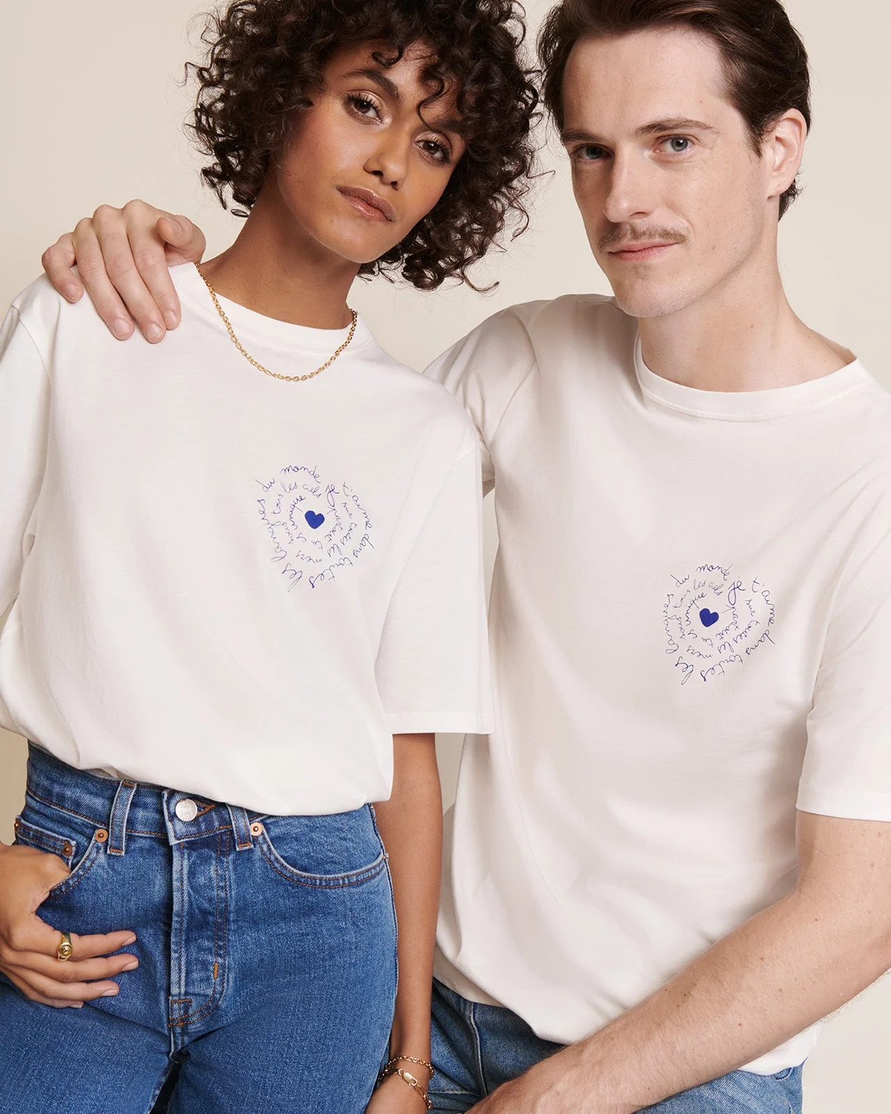Le duo de t-shirts Je t'aime en coton bio - blanc – Image 3