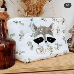 Trousse de toilette bébé à applique animal - modèle personnalisable