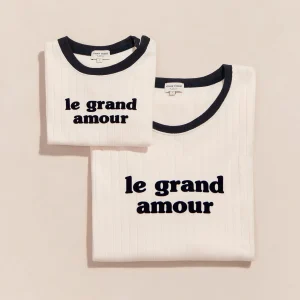 Le duo de t-shirts Le grand amour femme / enfant - crème