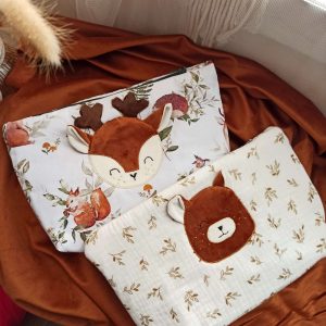 Trousse de toilette bébé à applique ours - modèle personnalisable