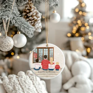 Boule de Noël céramique Famille