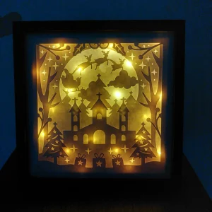 Cadre lumineux Noël - Eglise et Cadeaux