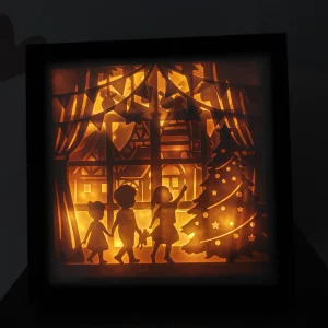 Cadre lumineux Noël - Enfants et cadeaux