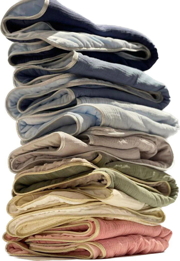 Couverture bébé personnalisée double gaze crème biais argent – Image 3