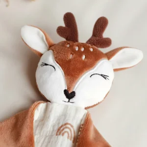 Ulysse le faon - Minky Pêche  - Doudou Personnalisable