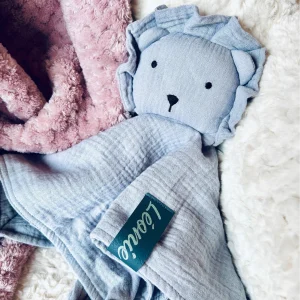 Doudou lion gris réconfortant pour bébé personnalisée