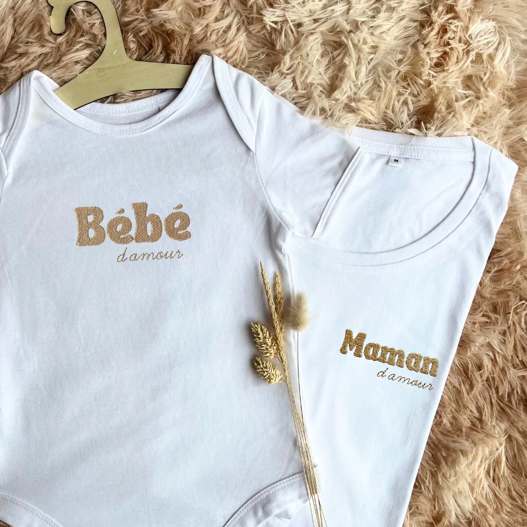Duo broderies maman & bébé d'amour